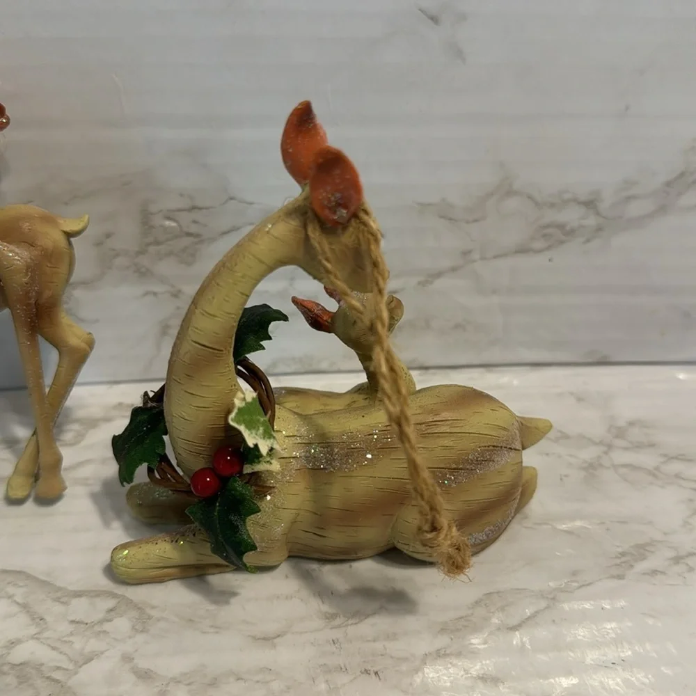 Christmas deer figurines ceramic festive ornaments home decor